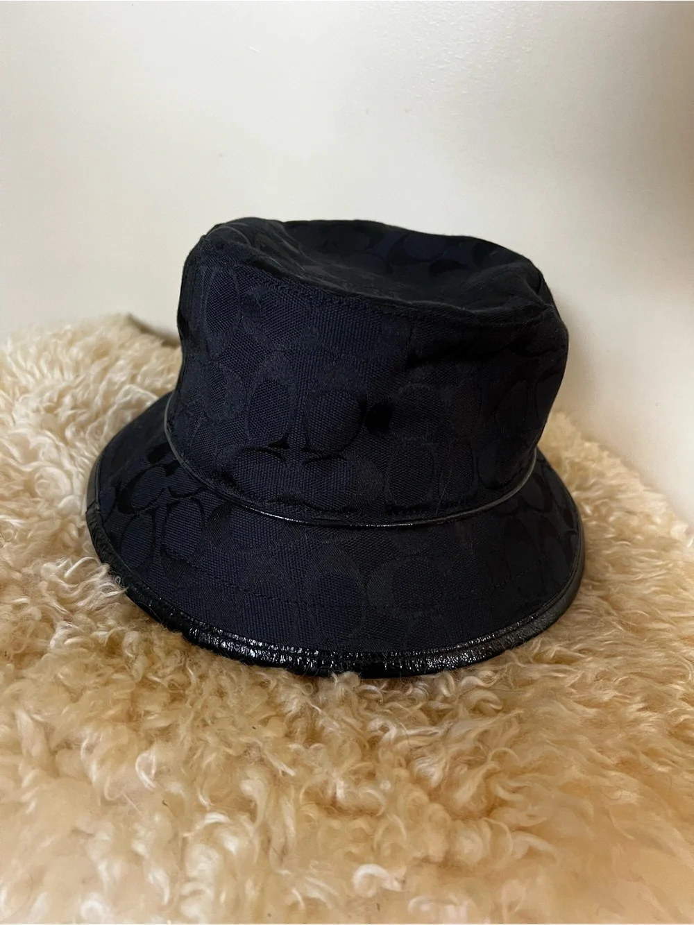 Coach Black Signature Jacquard Bucket Hat
